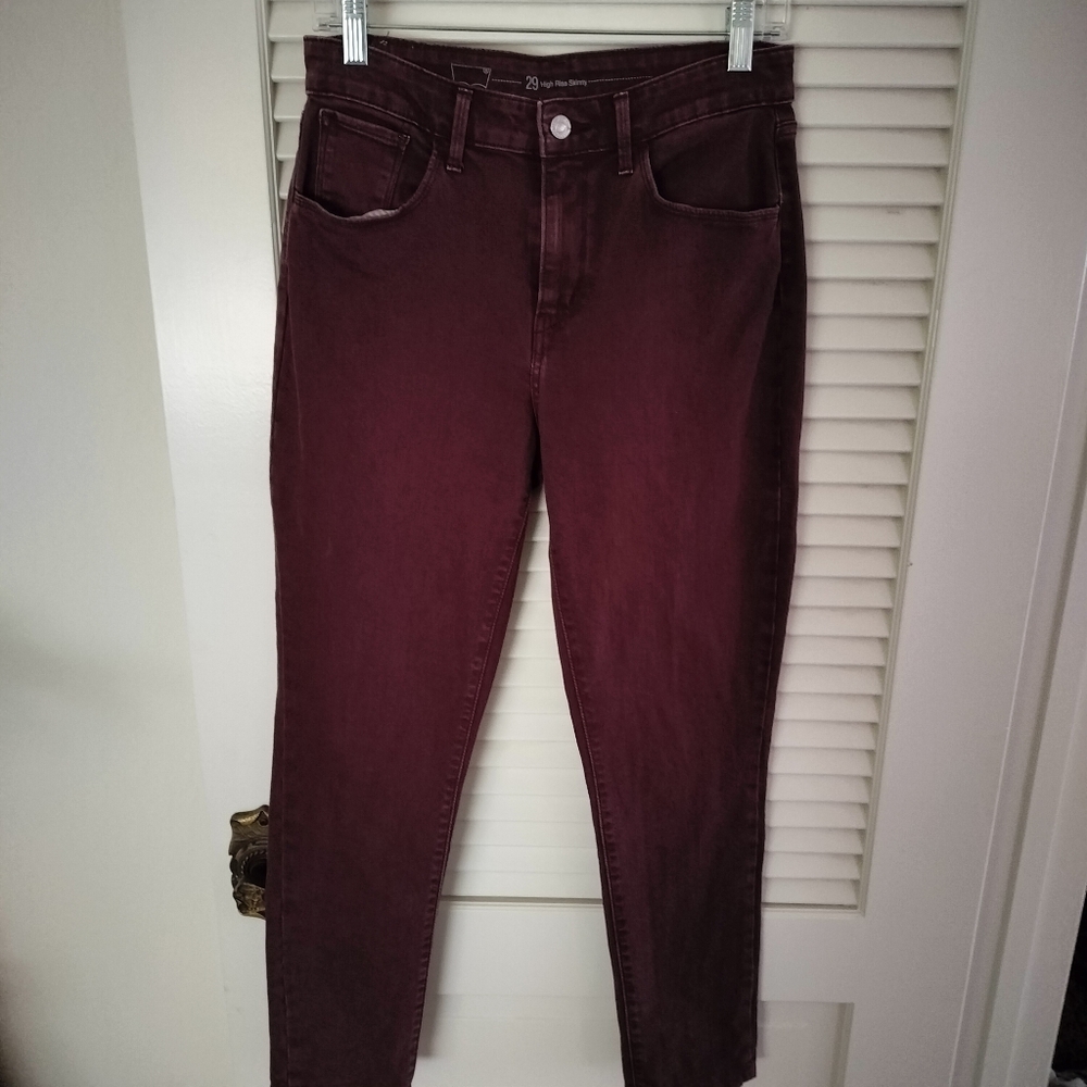 Levi's High Rise Skinny Jeans W29 Slim Hip Thigh Dark Brown/Maroon